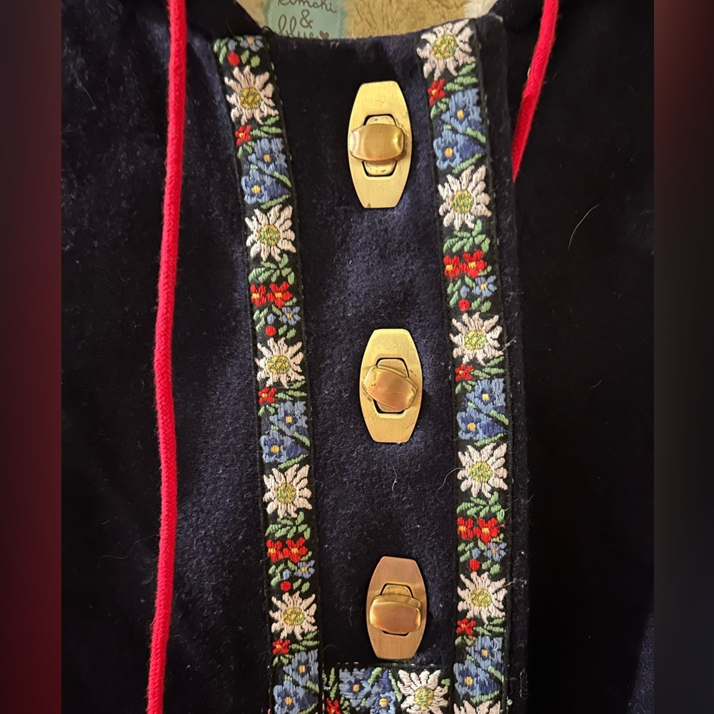 Kimchi & Blue Navy Pea Coat with Floral Embroidery - Picture 9 of 11